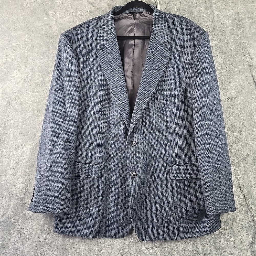 Vtg Brooks Brothers Lambswool Blazer Mens 48R Blue Herringbone Tweed Sportcoat
